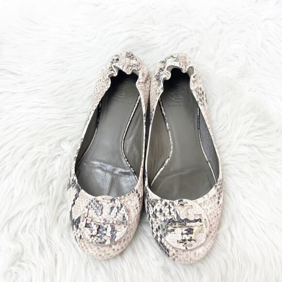 Tory Burch 7M Womens Python Snake Print Leather Reva Ballet Flats - Picture 7 of 11